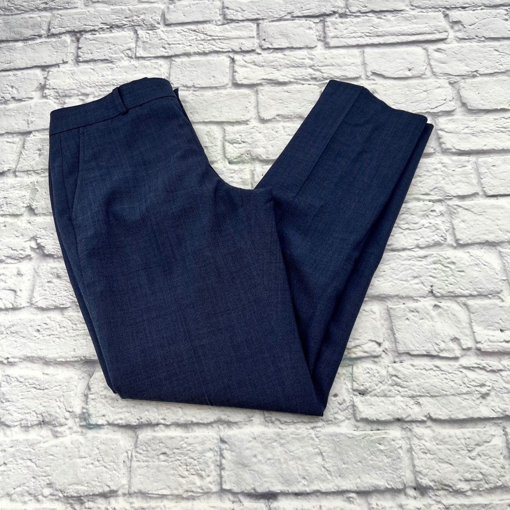 Banana Republic Ryan Pants Womens 2 Dark Blue Wool Blend Straight Leg Trousers